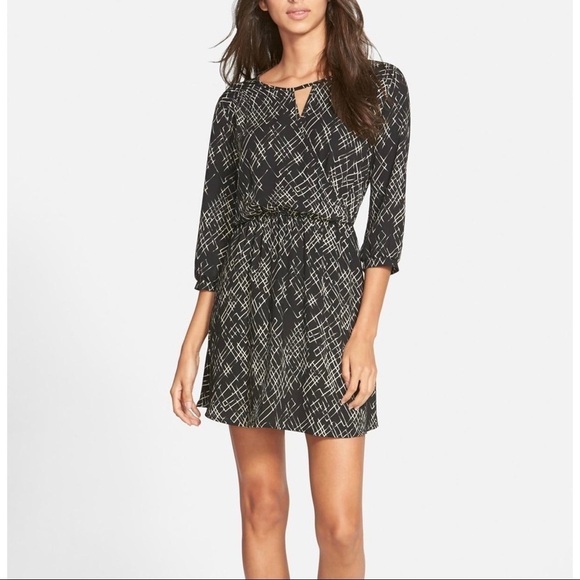 Lush Dresses & Skirts - Lush Gigi Black White Skater Mini Dress Keyhole XS
